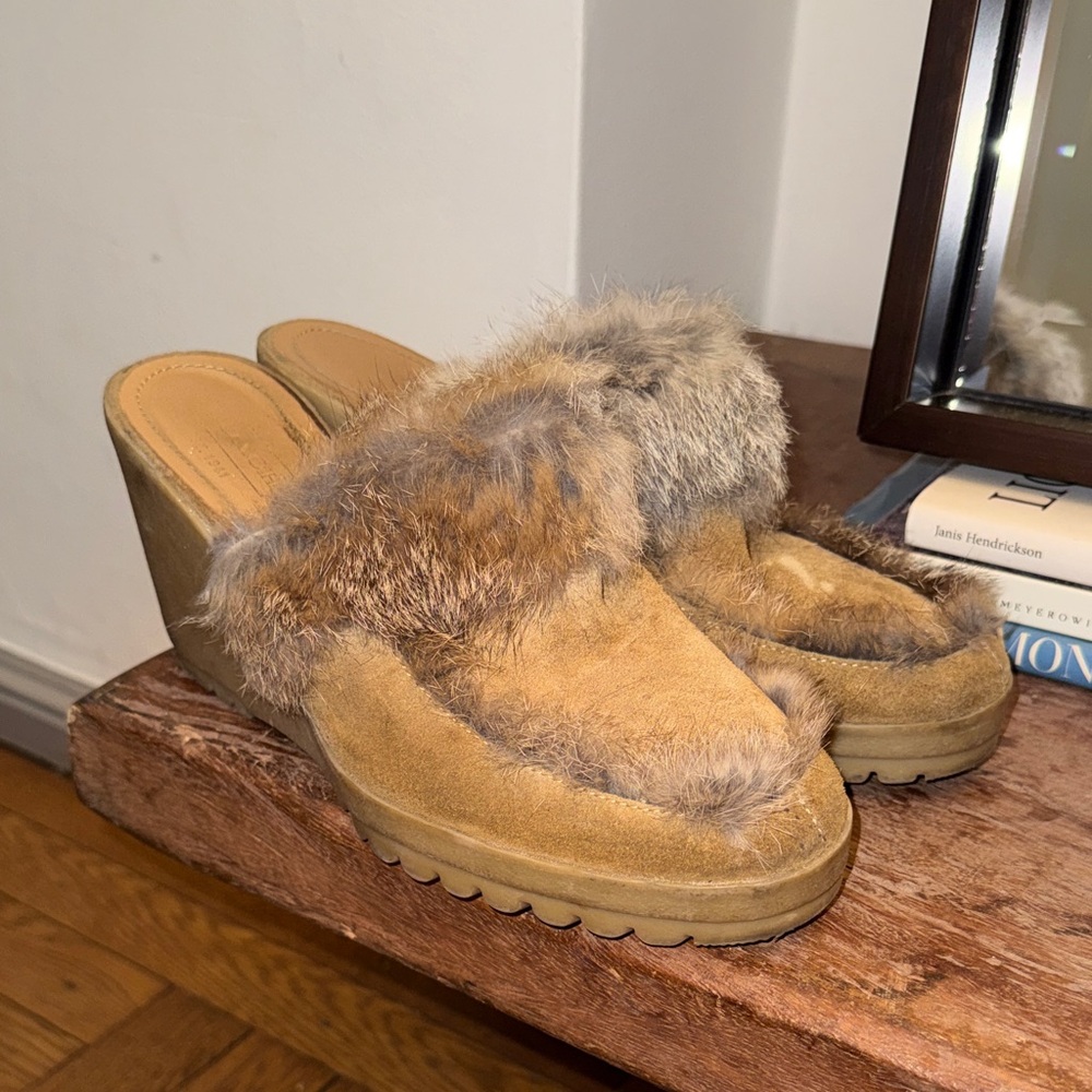 COACH Rabbit Fur Wedges